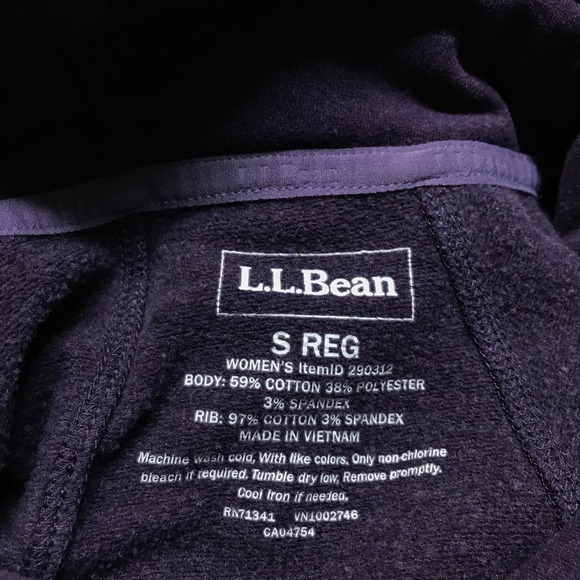 L.L. Bean Sweatshirt Womens Size S Purple Cozy Pullover Cowl Neck Pocket Travel - Picture 3 of 9